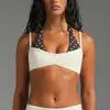 Sutiã de yoga com gola halter embutido transfronteiriço, falso duas peças, alças ajustáveis, costas bonitas, sutiã esportivo color-blocking, top fitness