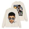 Camiseta de Manga Corta Estilo Retro Americano Transfronterizo con Estampado de Bad Bunny Suelta Resistente Cuello Redondo Sudadera con Capucha para Hombre