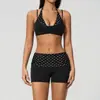 [En Stock] Conjunto Nuevo de Yoga de Lunares con Cuello Halter y Diseño Falso de Dos Piezas, Conjunto Deportivo de Fitness de Secado Rápido para Correr