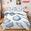 Temu Cama Conjunto de Três Peças Decoração de Âncora e Concha Decoração de Quarto e Casa Conjunto de Cama de Três Peças Pode Ser Conectado a Jit