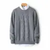 Suéter Baicai de Terciopelo 100% Lana Pura Cuello Redondo para Hombre Otoño/Invierno Cable Grueso Tejido Moda de Negocios Casual Capa Base Tejida