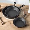 Set de Tres Piezas de Fondo Plano de Hierro Fundido Sartén Gruesa para Freír Mini Panqueques Tortilla Bistec de Hierro Fundido Antiadherente Sin Recubrimiento Estufa de Inducción