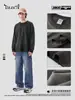 TILANI Ropa para Hombre Estilo Tierra Agotada Serie Vintage Vieja 280 Color Frito Lavado Camiseta de Manga Larga Cuello Redondo Camiseta Básica para Hombre y Mujer