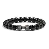Novo bracelete hexagonal turquesa fosco com contas, pulseira de contas de halteres da moda, corda elástica, pulseira de liga metálica de vários tamanhos