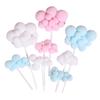 Paquete de 10 Decoraciones para Pastel de Cumpleaños Bola de Pelusa Nube Inserción Arcoíris Luna Nube Blanca Globo Aerostático Adornos de Inserción