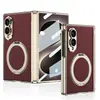 Compatible con funda para teléfono Samsung ZFold8, bisagra plegable magnética, funda de cuero liso Phantom con protector de pantalla integrado y soporte giratorio