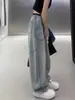 Pantalones vaqueros vintage americanos de talla grande para mujer, otoño, nuevos, holgados, de cintura alta, adelgazantes, con pierna recta y pierna ancha