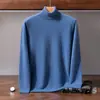 Suéter de cachemira de cuello alto para hombre, capa base de punto para otoño e invierno, de manga larga, corte holgado, cálido, suéter casual de lana para usar en capas