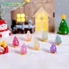 Comercio exterior transfronterizo paisaje micro adorno de árbol de Navidad miniatura accesorios para hacer nieve manualidades de resina adornos pequeños luminosos