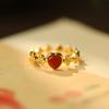 Anillo femenino de plata 925 con un solo propósito, línea estelar, estilo retro, nuevo, estilo étnico chino del sur de ágata roja, ultrafino, estilo viento.
