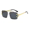 Nuevas Gafas de Sol Aviador sin Marco de Borde Cortado Transfronterizas con Doble Puente para Hombres y Mujeres, Modernas Gafas de Sol Europeas y Americanas de Alta Definición Anti-UV