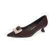 Salto Alto de Bico Fino 2025 Novo Sapatos Femininos Estilosos e Elegantes Estilo Britânico Primavera e Outono Sapatos Versáteis com Saias