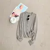 Suéter de punto ajustado, adelgazante, con botones al frente, cuello redondo, cárdigan fino de mezcla de lana estilo coreano para primavera/otoño, estilo versátil