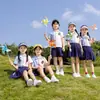 Traje de Uniforme Escolar Primaria Verano Niños Estilo Colegio Británico Uniforme de Clase Manga Corta Uniforme de Verano para Jardín de Infancia Uniforme de Graduación