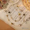 Ani Beni Original Otoño e Invierno Versátil Perla Ojo de Tigre Natural Piedra Collar para Mujer Cadena de Suéter de Cuentas de Piedra Asimétrica