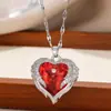 Collar Corazón del Océano Estilo Europeo y Americano Regalo Transfronterizo de San Valentín Lujo Ligero Colgante de Corazón de Cristal de Alta Gama