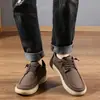 Sapatos Masculinos de Algodão para Inverno, Forrados com Lã, Espessados, Quentes, Sapatos Casuais, Couro e Pelo Integrados, Sapatos Masculinos de Algodão à Prova de Vento e Impermeáveis