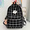 Mochila Escolar Versátil Retro Estudiante de Secundaria Femenina Otoño e Invierno Nueva Mochila Cuadros Coreanos Color Sólido Mochila para Estudiante Universitario y Viajero