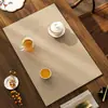 Tapete de Chá de Linho Sintético, Base de Chá Estilo Zen, Absorvente de Água, Secagem Rápida, Isolante Térmico Caminho de Mesa, Porta-Copo para Mesa de Chá, Base para Xícara de Chá, Tapete Drenante para Bancada de Mesa de Café