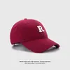 Boné de Baseball com Logo R para Outono e Inverno Versátil Protetor Solar Chapéu de Aba Curva Faz o Rosto Parecer Menor Esportivo Simples Boné de Bico de Pato Tendência de Letra