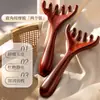 Pente Massageador de Chifre de Sândalo Niliya Pente Massageador de Couro Cabeludo Dragagem de Meridianos da Cabeça Raspador Linfático Pente Massageador de Madeira