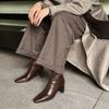 Botines finos de estilo coreano, estilo extra simple, punta cuadrada pequeña, otoño e invierno 2024, tacón alto grueso, elásticos, botines cortos, talla de mujer, talla reembolsable