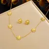Conjunto de Dos Piezas al por Mayor Transfronterizo de Elegantes Accesorios Multielemento de Acero Inoxidable Chapado en Oro con Perlas, Conjunto Sencillo y Versátil para Mujer