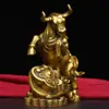 Ornamentos de Vaca de Latão Vaca Ruyi Vaca Grande Zodíaco Chinês Vaca de Bronze Yuanbao Vaca Dourada Sala de Estar Escritório Artesanato