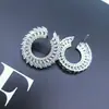 Brincos de Prata 925 com Pino e Zircônia, Moda Ins Exagerada Europeia e Americana, Brincos Geométricos Banhados a Ouro Branco, Joias Yiwu, Estilo Europeu e Americano
