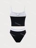 [Colección] Chica Coreana Ins Simple Negro Adelgazante Aspecto Sexy Adelgazante Aspecto Simple Dividido Resort Baño Termal Traje de Baño