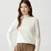 26 Outono Inverno Novo Suéter Feminino de Cashmere com Gola Meia-Alta, Malha Fina em Ponto Pequeno, Corpo Inteiro, Tricô Espesso, Manga Longa, Camada Base, Suéter de Tricô
