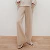 Pantalones clásicos de todo fósforo con cintura elástica y cuatro agujas planas, pantalones de pierna ancha para otoño e invierno, nuevos pantalones rectos de punto de cachemira pura que adelgazan a las mujeres