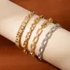Pulsera de Cobre para Mujer Moda Transfronteriza Europea y Americana Joyería de Mano Minimalista Cadena Minimalista Chapada en Oro de 18K Hip-Hop Versátil Pulsera de Nicho