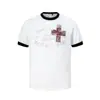 27454 Calle Americana Unisex Gama Alta Verano Bloques de Color Diseño Gráfico de Letras Camiseta de Manga Corta Ajustada para Hombre