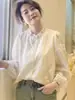 Elegante camisa de manga comprida com acabamento em renda para mulheres, nova moda outonal, top estiloso e versátil A13842