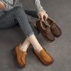 Zapatos de Mujer Shanghai Jiejie 2022 Otoño e Invierno Nuevos Retro Moda Casual Punta Redonda Tacón Plano Cómodos Cálidos Combinables
