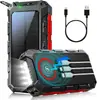 Batería externa solar de carga inalámbrica modelo privado transfronterizo de Amazon 30000mAh carga rápida con cable fuente de alimentación móvil para exteriores