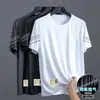 Camiseta de Seda Gelada de Verão para Homens, Gola Redonda, Secagem Rápida, Manga Curta, Fina, Respirável, Manga Meia-Manga, Tamanho Grande, Top Esportivo Masculino Solto Moderno
