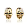 Pendientes Transfronterizos Youpin Retro Brillantes de Calavera Completamente Incrustados con Diamantes Pendientes Personalizados para Hombres y Mujeres Joyería de Halloween Pendientes de Calavera