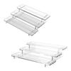 Prateleira de armazenamento de cosméticos de mesa de três camadas, novo estilo, tempero de cozinha dividido, prateleira transparente de degrau, PET, transfronteiriça