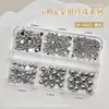 Conjunto de Caixa de Acessórios para Nail Art com Pérolas Sólidas Semicirculares, Pérolas de Resina Douradas e Prateadas Estilo Punk, Acessórios Vestíveis para Decoração de Unhas