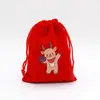 Fornecimento Direto Transfronteiriço Grande Saco Vermelho de Veludo de Natal Saco para Embalagem de Presente de Joias Saco de Presente para Doces de Maçã do Papai Noel