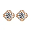 Brincos de Agulha de Prata S925 para Mulheres, Brincos de Trevo de Quatro Folhas de Luxo Leve Transfronteiriços, Brincos Clássicos Simples Versáteis de Moissanita Sintética com Pedras