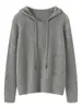 Nuevo suéter de cachemir 100% puro Yuanbaozhen para otoño e invierno para mujer, sudadera con capucha tejida con mangas insertadas, color liso