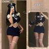 Uniforme sexy y apasionado mono sexy de marinero azul marino uniforme de policía con tiras caladas traje de seducción 270
