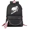 Mochila escolar USB de dibujos animados transfronteriza de cola de hadas para jóvenes de primaria y secundaria, mochila casual con cinta para hombres y mujeres