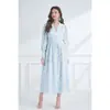 Vestido Nataliya 2026 Estilo Resort Primavera Temprana Cuello en V Bordado Encaje Pesado Manga de Farol Cordones en la Cintura