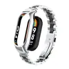 Adequado para Pulseira Xiaomi Mi Band 8, Pulseira de Aço Inoxidável Sólido com Três Contas, Pulseira de Metal Versão Cerâmica Xiaomi Mi Band 9