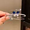 Pulsera Abierta de Cadena con Circonita Bañada en Oro Real Pulsera de Moda Simple Retro Europea y Americana Joyería de Lujo Ligero de Alta Gama para Mujeres