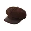 Gorra Octogonal Negra Retro Británica de Retazos de Gamuza para Mujer, Nueva Moda Otoño/Invierno 2026, Gorra de Artista Adelgazante